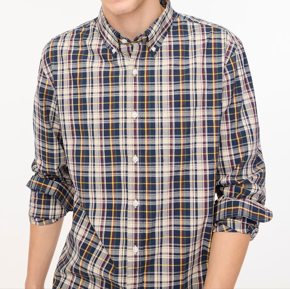 J. Crew Men's Plaid Flex Casual Long Sleeve Shirt New XL